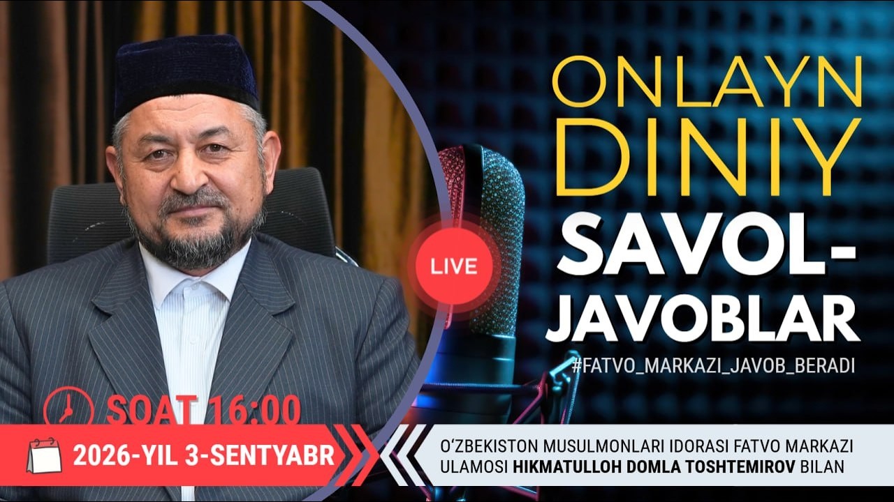ONLAYN DINIY SAVOL-JAVOBLAR 52-SON 03.09.2026
