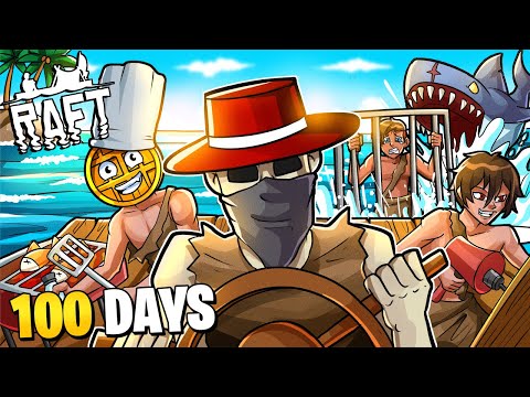 We Spent 100 DAYS In Raft Hard Survival!