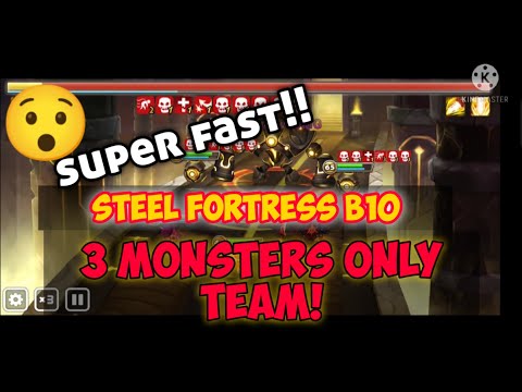 summoners war: steel fortress b10   only 3 monsters team!! /super fast