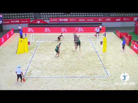 George/Andre 2x0 Luini/Penninga (21-18, 21-18)