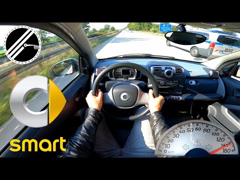 Smart ForTwo 451 1.0 mhd 71 PS Top Speed Drive On German Autobahn With No Speed Limit POV