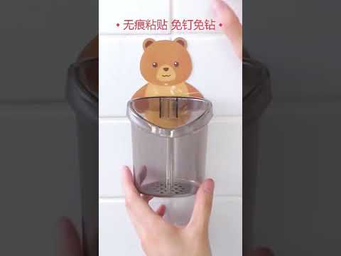Plastic assorted cartoon bear self-adhesive toothbrush holde...