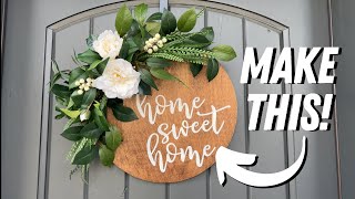 DIY Wood Round Sign/ How to add florals to a wood sign or door hanger