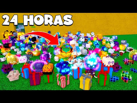 Girei frutas por 24 HORAS até conseguir TODAS no Roblox