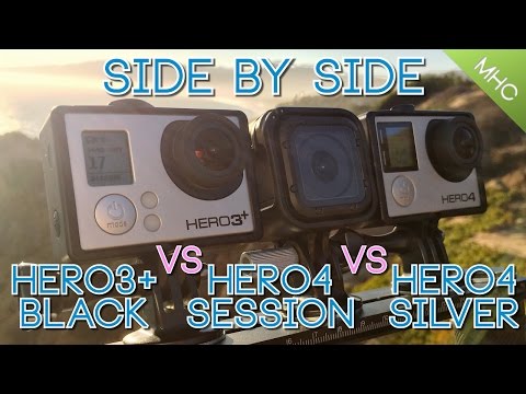 Hero4 Session vs GoPro Hero4 Silver vs GoPro Hero3+ Black Side By Side HD