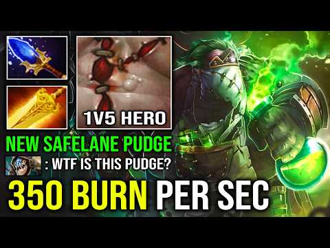 WTF +350 Burn Per Sec NEW Safelane Pudge Magnet Hook 1v5 Raid Boss Hard Carry Dota 2