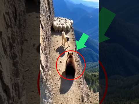 Guard dog refuses to back down, keeping the bear away from the flock in the hills!