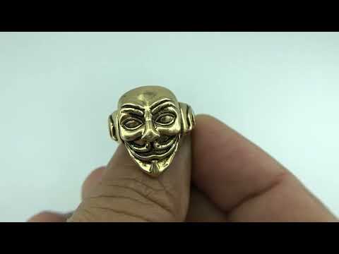 Male modern 925 sterling silver gold finish clown face mask ...