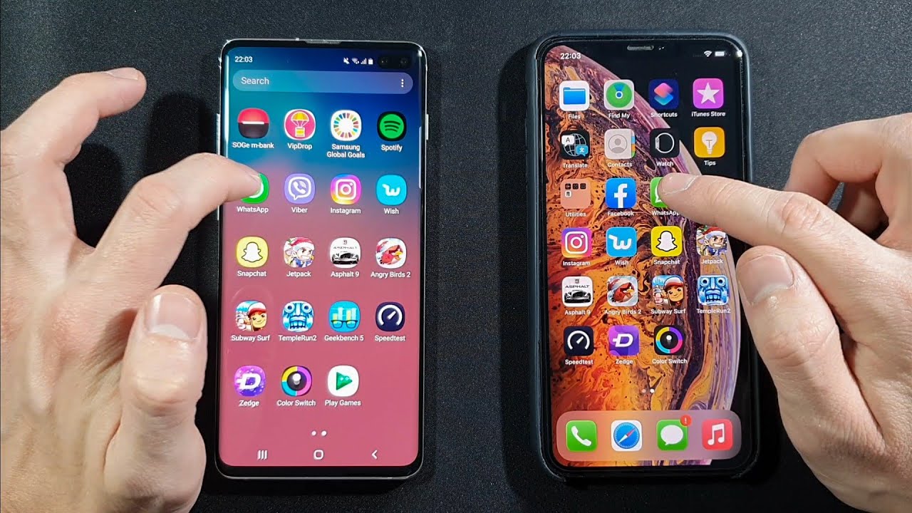 Samsung S10 Plus vs Iphone XS Max Speed Test