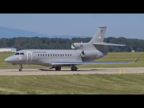 Hungarian Air Force Falcon 7X takeoff at Geneva/GVA/LSGG