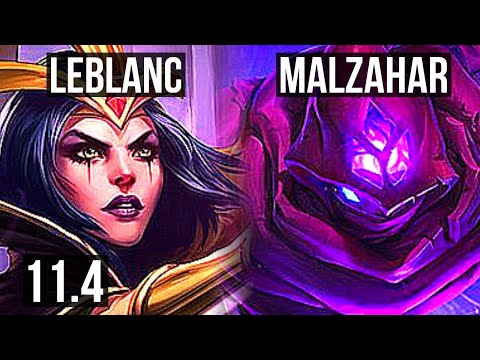 LEBLANC vs MALZAHAR (MID) | 7/1/8, Godlike, 300+ games | KR Master | v11.4