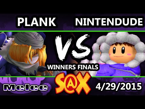 S@X - Plank (Sheik) Vs. Nintendude (Ice Climbers) SSBM Winners Finals - Smash Melee
