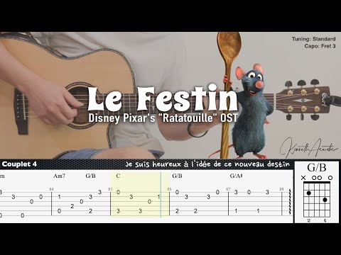 Le Festin - Disney Pixar's "Ratatouille" OST | Fingerstyle Guitar | TAB + Chords + Lyrics