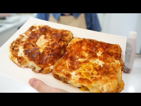 이렇게 하면 길거리 계란빵보다 맛있어요~ 초간단 노릇한 계란토스트 🥚💛