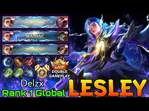 SAVAGE & MANIAC! Deadly Sniper Lesley Double Gameplay - Top 1 Global Lesley by Delzx - Mobile Legend