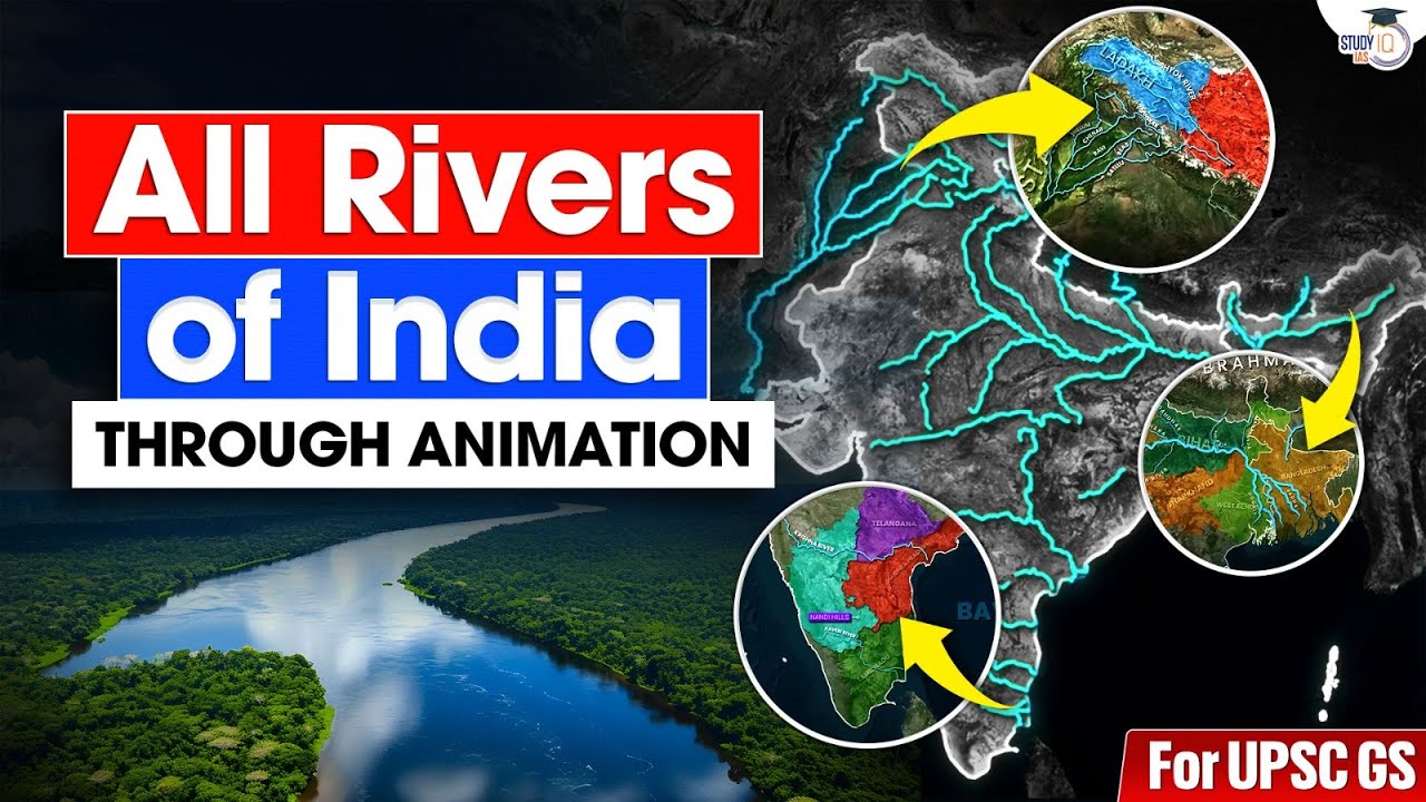Learn All Rivers of India through 3D Animation  Drainage & Catchment  UPSC IAS & Competitive Exams