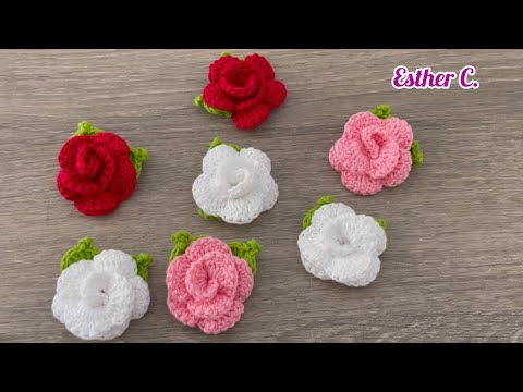 How to Crochet a Mini Rose🌹 in 5 MINUTES! Easy and Fast Step by Step🥰 Easy Crochet Rose