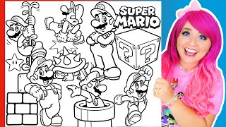 Coloring MAR10 DAY Super Mario Bros. Coloring Pages | Mario Superstar, Green Pipe, Question Block