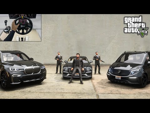 GTA 5 - Realistic Mafia Convoy with Luxury Cars | Steering Wheel Gameplay