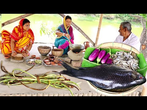 কালবাউস মাছ খেতে কেমন? কালবাউস মাছের তেলঝাল আর ছোটমাছ বেগুন দিয়ে কচুর লতি রান্না||kalbaus fish cuury