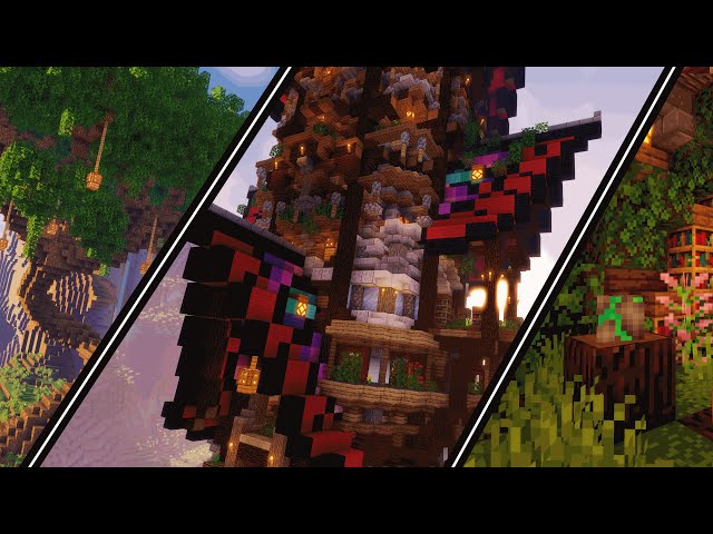 Deep Spring Houses, Tower, Ancient Tree + Timelapse Minecraft Map