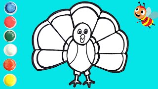 Easy Drawing for Kids | How to draw and paint a turkey easy