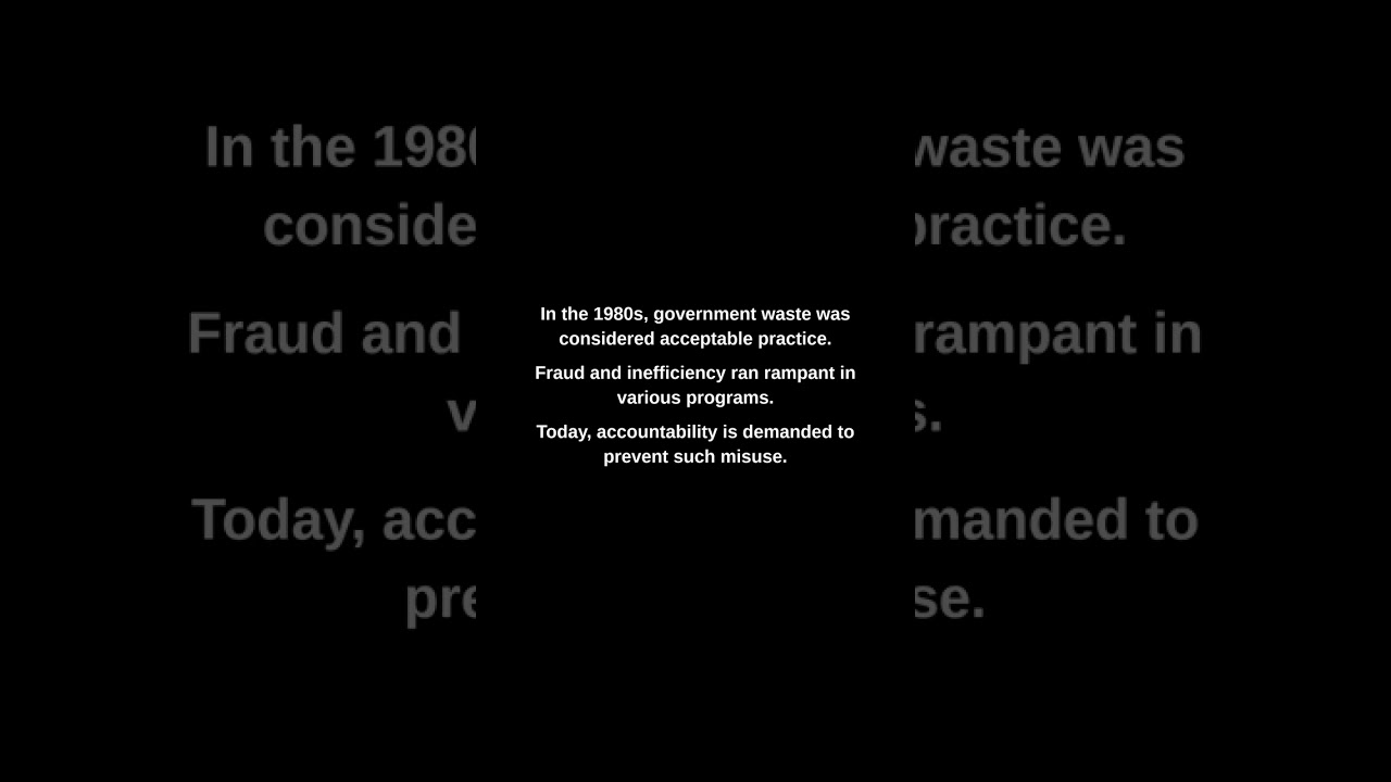 In the 1980s, government waste was considered acceptable practice.
