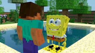 Steve encuentra a Bob Esponja en Minecraft