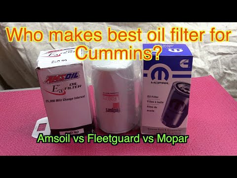 CUMMINS oil filter review, AMSOIL vs Fleetguard vs Mopar. diesel oil filter cummins 6.7 Mopar filter