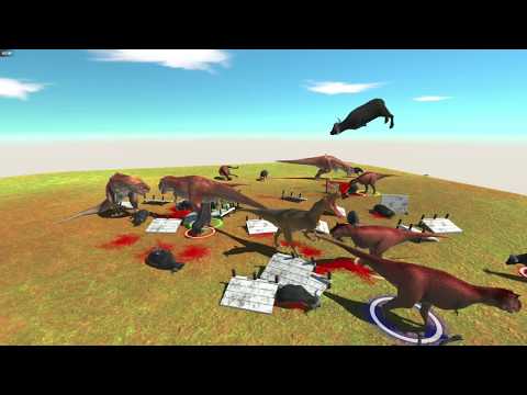 Animal Revolt Battle Simulator - 3 T-rex + 6 carnotaurus + Cape Buffalo + allosaurus