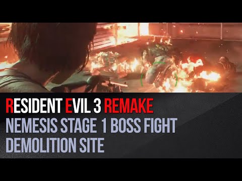 Resident Evil 3 Remake - Nemesis Stage 1 boss fight - Demolition Site