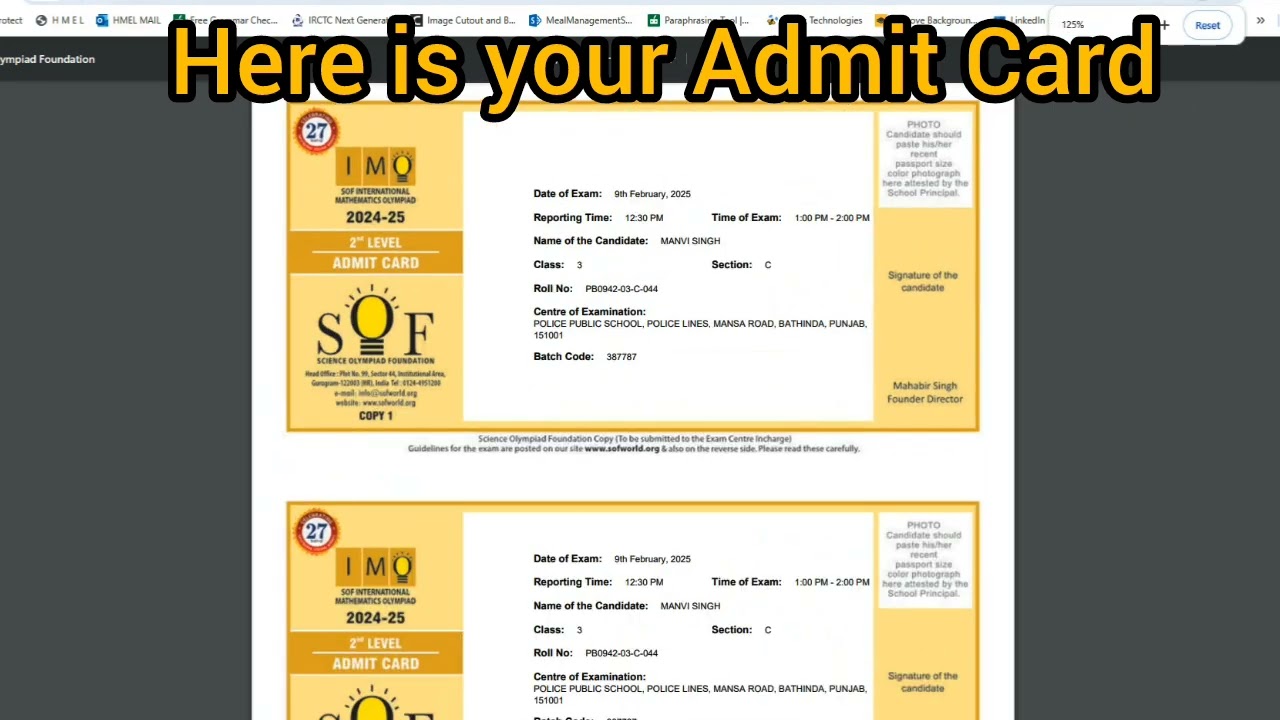How to download SOF IMO NSO IEO level 2 admit card | Download Olympiad Admit Card for Level -2 Exam