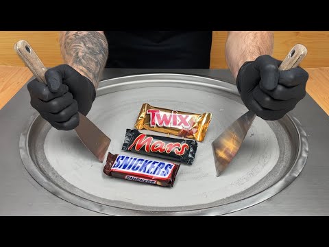 Snickers Twix & Mars Ice Cream Rolls | Homemade Ice Cream Rolls | how to make rolled fried Ice Cream