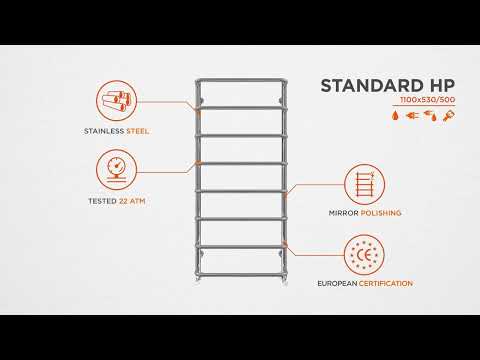 Водяна рушникосушарка Mario Стандарт HP 1.3.0203.01.P (4820111351343, 1100x530, хром/сатин/білий глянець/чорний матовий/золото/бронза)