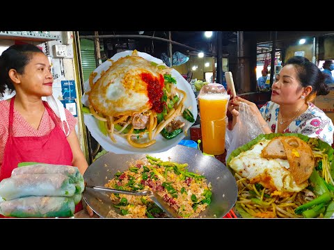 Fresh Spring Rolls, Pancakes, Fried Rice, Drink, And More  - Breakfast Inside ToulTomPoung Market