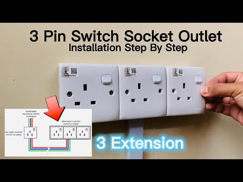 How to Install Triple 3 Pin Switch Socket Outlet DIY | Additional 3 Gang Socket Outlet Installation