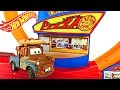CARS Mater Speedy Pizza Hot Wheels Track Spider Man Superman Zoom Around Pizzeria 360 Loop