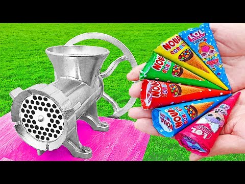 EXPERIMENT MINI ICE CREAM CONE VS MEAT GRINDER