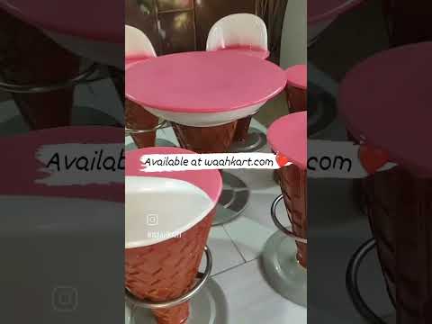 Ice Cream Shape - Set Of 1 Table And 6 Chair In Pink Shade