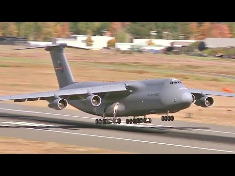 Massive C-5 Cargo Plane Performs "Touch-And-Go" Maneuver