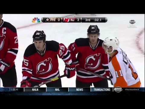 Steve Bernier vs Brayden Schenn fight 22 Jan 2013 Philadelphia Flyers vs NJ Devils NHL