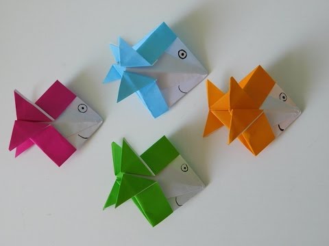 Basteln mit Kindern - Origami - Fisch aus Papier falten in wenigen Minuten - Anleitung
