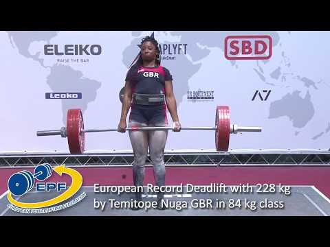 European Record Deadlift with 228 kg by Temitope Nuga GBR in 84 kg class