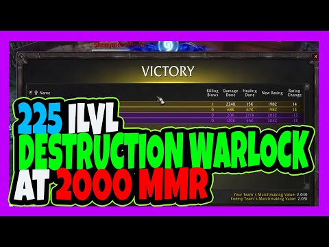225 iLvl Destruction Warlock vs 259 iLvL enemies 2k mmr Ranked Arenas - Chaos Bolt Legendary - PvP