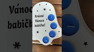 Dřevěný vánoční svícen zvonek Krásné Vánoce červené svíčky
