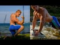 4K Muscle Flexing show From handsome Siberian Athlete with Beautiful Nature