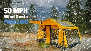 Extreme Hot Tent Setup in Snowy Big Bear - Sonmez Outdoor London 360 Discover Inflatable Tent