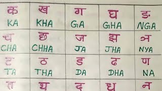 Hindi ka kha Ga Gha writting in English
