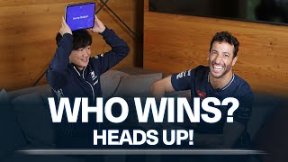 Daniel Ricciardo and Yuki Tsunoda Play 'Heads Up!' | #F1