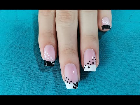 DISEÑO DE UÑAS EN BLANCO Y NEGRO SENCILLAS – DISEÑO BLANCO Y NEGRO – FRENCH NAIL ART – NLC